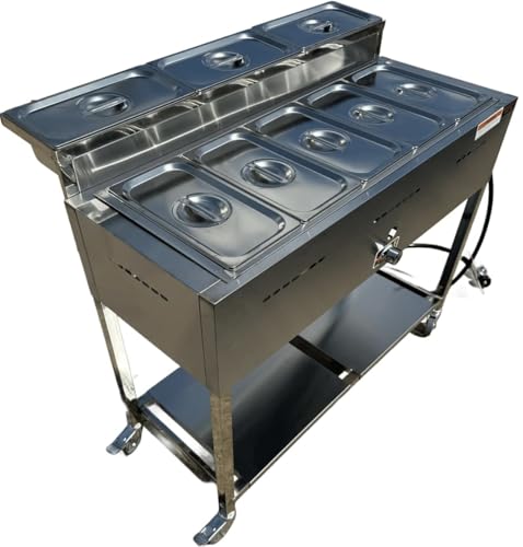 5 Pan Propane Steam Table Cart
