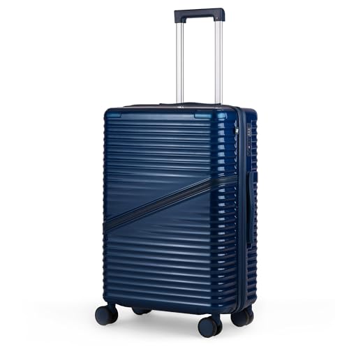 Image of Assembly 24-Inch Trolley Bag Medium Size with 8 Wheels & TSA Lock, Polycarbonate Hard Shell Check in Luggage Trolley for Weekend & Business Travel Trips, Blue