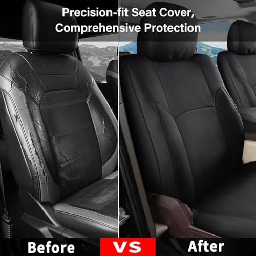 Image of Coverado Chevy Silverado Front Seat Covers, Oxford Seat Covers Fit for Chevy Silverado GMC Sierra 2007-2026 1500, 2015-2026 2500HD 3500HD Crew Double Extended Cab(Front, Black)