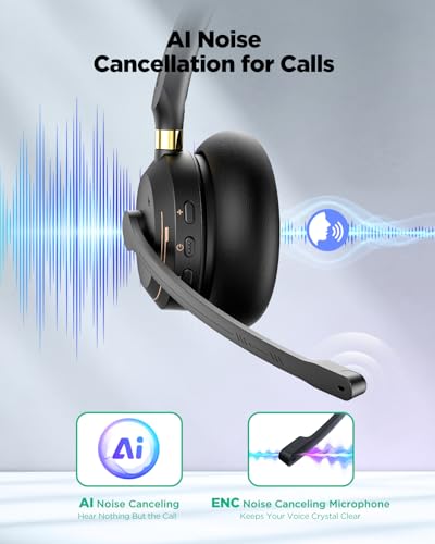 Image of Wireless Headset with Mic for Work,Bluetooth Headset for Calls & Meetings