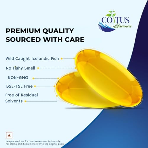 Image of Coitus Fish Oil Capsules Ultimate Omega-3 Supplement, For Men And Women, 1300mg, 60 Soft Gels, Supports Heart Brain & Immune Health