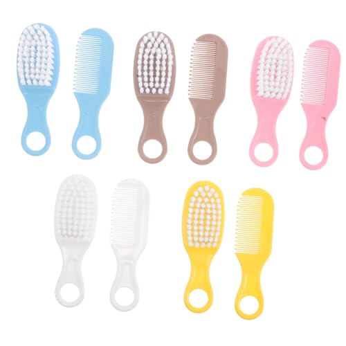 VICASKY 5 Sets Infant Hair Brush and Comb Set: Baby Scalp Brush Cradle Cap Scrubber Baby Hair Care Kit for Newborns and Toddlers