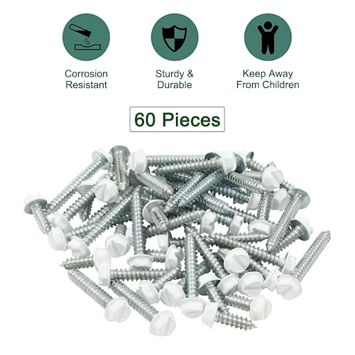 60 tornillos self-drilling hexagonal blancos de 3 tamaños miniatura 3