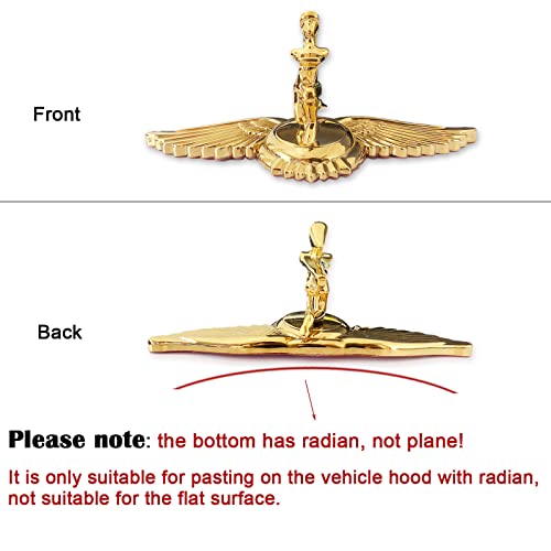 Image of Goddess Hood Ornaments for Cars Angel Flying Wings Logo Car Front Bonnet Stand Cars Metal Stickers Decals 3D Emblem Badge Auto Sticker Symbol Hood Ornament for Trucks Vehicle (Golden)
