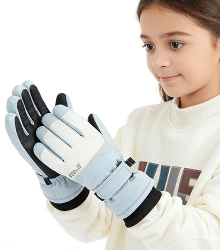Image of Kids Ski Gloves Winter Warm Glove Outdoor Thermal Snow Finger Mittens for Boys Girls 5-10 Years