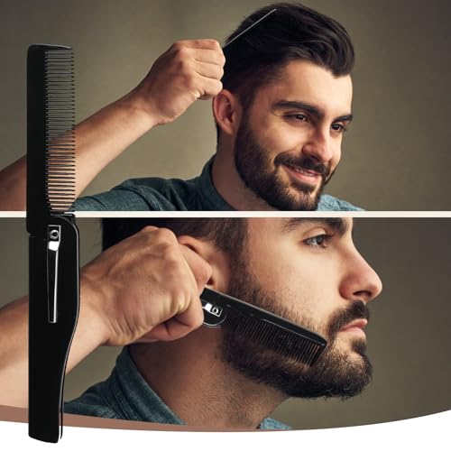 Folding-Comb-for-Beard-Hair-2-Pieces-Beard-Comb-Portable-Folding-Comb-for-Men-Pocket-Flip-Combs-for-Men-and-Women-Butterfly-Knife-Comb-Hair-Combs-for-Men-Small-Comb-Plastic-Portable-Travel-Hair