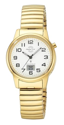 Master Time Funk Quarz Damen Uhr Analog mit digitalem Datum mit Edelstahl Armband MTLA-10947-12Z