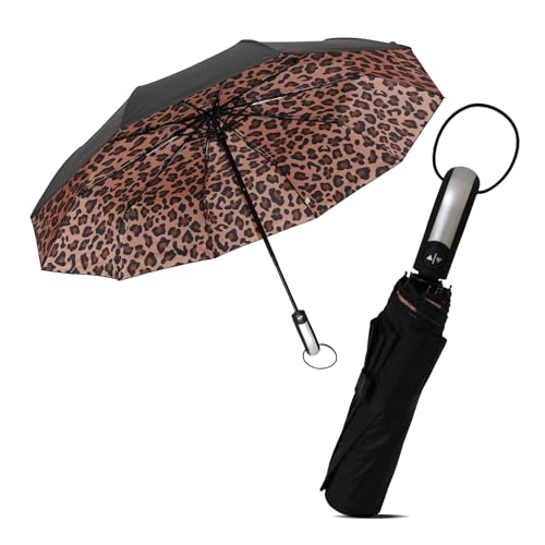 Parapluie pliant léopard pour rester chic sous la pluie en ville lors de vos sorties