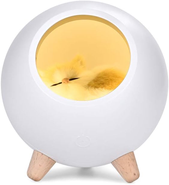 Cute Sleeping Cat Night Light, Refala, Gifts for Cat Lover Mom Kids Teen Boys Girls, Cute Cat House, USB Charging LED Small Night, Home Decor for Living Room and Bedroom, Birthday Present (White)