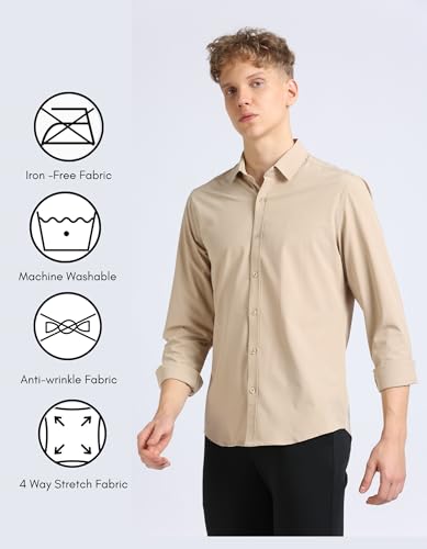 Image of SaintX Men's Premium Solid Formal Shirt | Slim Fit | Plain Full Sleeve | Feather Touch Soft Finish | Wrinkle Resistant | No Ironing Required | 360 Highly Stretchable Fabric