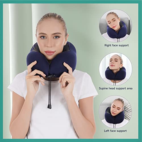 Mzyskj Travel Pillow 100% Pure Memory Foam Travel Neck Pillow,Home,Office,Air Travel,Airplane Travel Accessories Comfortable,Adjustable Support,Sleep Rest,Or For Children Kids Over 10 Years Old(Blue) #TOP3