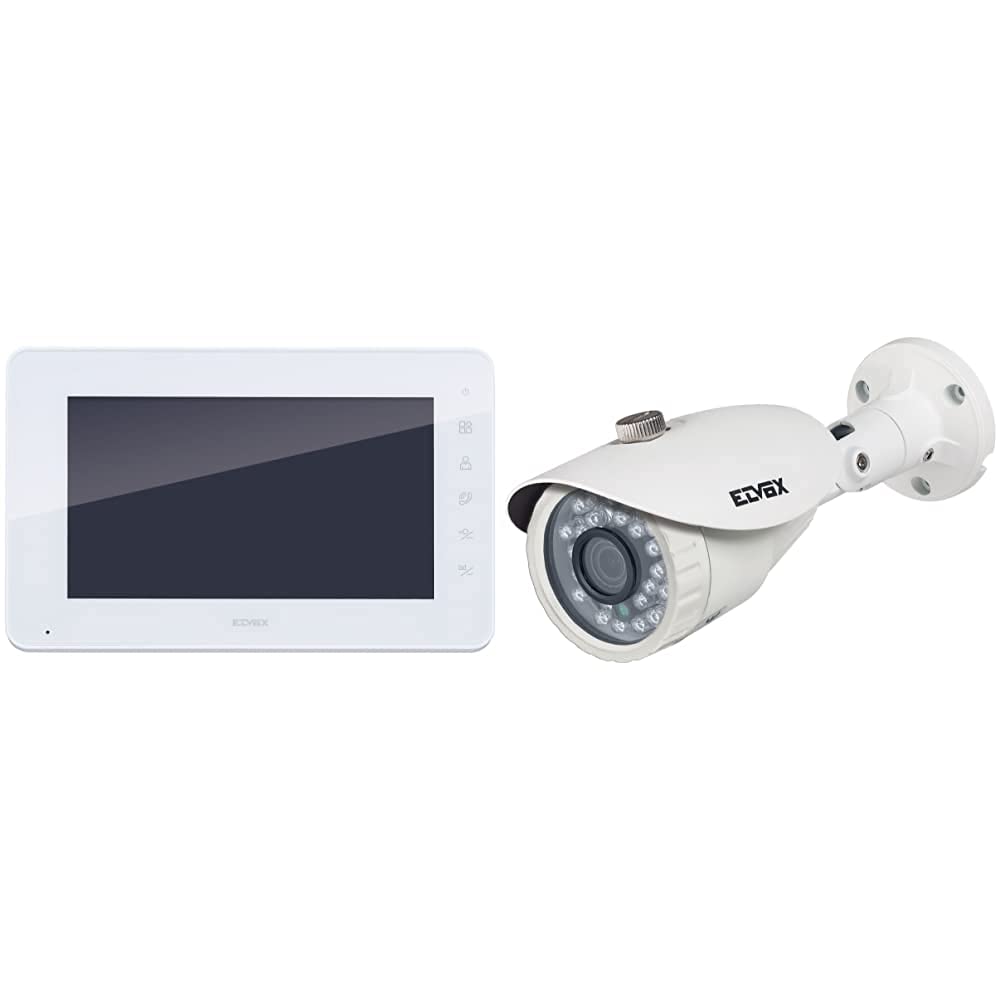 VIMARVIMAR K40912 Monitor Supplementare per Kit Videocitofonico con Alimentatore Multispina, Bianco & 46CAM.136B.8 Telecamera Bullet IR Ahd 1080P OB. 3,6Mm Cvbs, Bianco