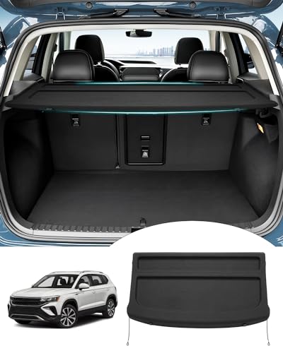 Powerty Cargo Cover for 2022 2023 2024 2025 Volkswagen VW Taos Accessories Trunk Cover Trunk Shielding Shade Cargo Privacy Cover Black (Can Withstand The Load)
