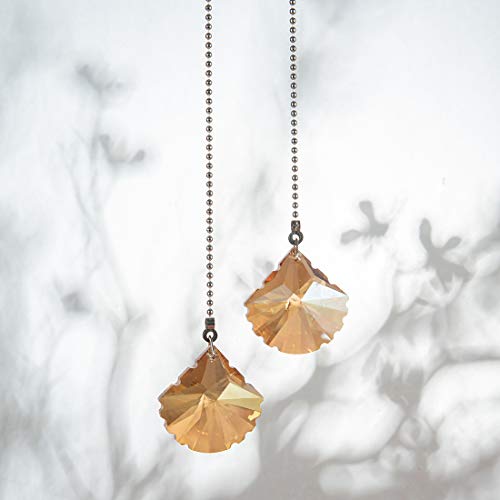 Image of 2 PCS Crystal Champagne Prism Drop Ceiling Fan Pull Chain Extender Decorative Switch