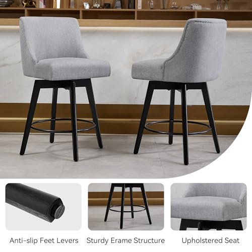 Image of 26 inch Counter Height Swivel Bar Stools, Set of 3, Grey