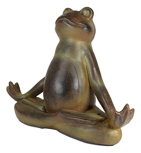 Estatua de Rana Yoga Meditación Zen Rústica 14 in miniatura 4