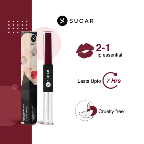 Image of SUGAR Cosmetics - Smudge Me Not - Lip Duo - 17 Fiery Berry (Marsala) - 3.5 ml - 2-in-1 Duo Liquid Lipstick with Matte Finish and Moisturizing Gloss