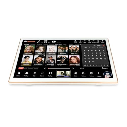 Image of 2026 New Inandonkod Karaoke Machine,18.5 Inch Touch Screen,Free Cloud Download Songs All in One Karaoke System with Mic, KTV Singing,Chinese Karaoke Player,YouTube APP Online Play (4T White)
