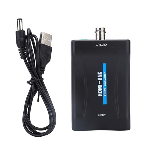 Phefop Vídeo Compuesto HDMI a BNC, Convertidor de Audio Estéreo de 3,5 Mm Compatible con Salida SD NTSC PAL 480i 576i para Conexión de Equipo de Grabadora de DVD VHS de TV Antigua