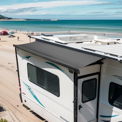 VEVOR RV Slide Out Awning, 13'7" (13'1"), Weatherproof Awning for RV Slide Out with Thicker Bracket, Heavy Duty Slide Topper Awning Fit for RV & Motorhome (Black) by VEVOR - Used condition - CA$308.00