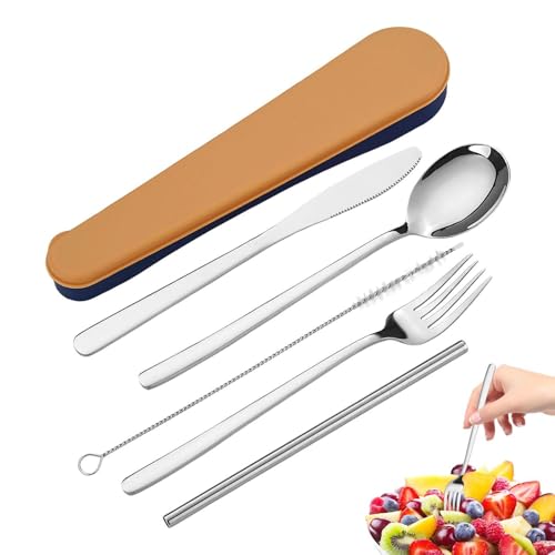 Juego de cubiertos portátil - Kit de vajilla de acero inoxidable,Juego Cubiertos para Senderismo,Para Senderismo, Mochileros, Picnic, Viajes, Exteriores, Almuerzos, Oficinas, Escuelas