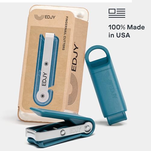 Image of EDJY Fingernail Cutter - Precision Stainless Steel Nail Cutter for Fingernails | Sharp Blade, Ergonomic Design, Durable & Rust-Resistant | Ideal for Men and Women EDJY Blue | 2-Pack