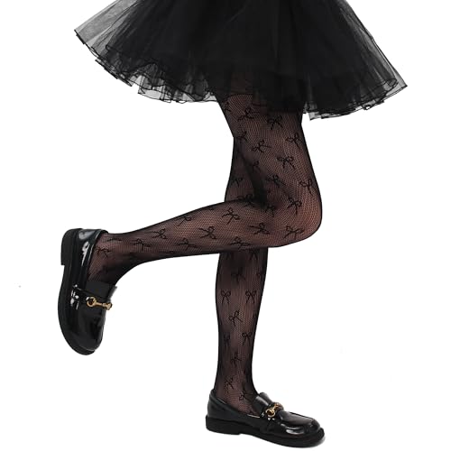 Image of Girls Lace Fishnet Tights Toddler Sheer Patterned Stockings Hollow Dance Pantyhose for Kids Halloween Tights