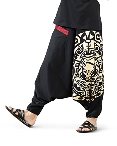 Boho Pants Elastic Ankle Harem for Men, Oversized Exercise Pajama Jogger Loose Boho Aladdin Pant