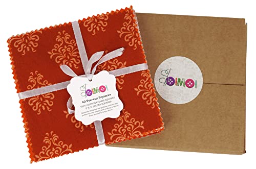 Coton quilting crais charm pack diy patchwork couture craft orange rose 5" Soimoi - 5