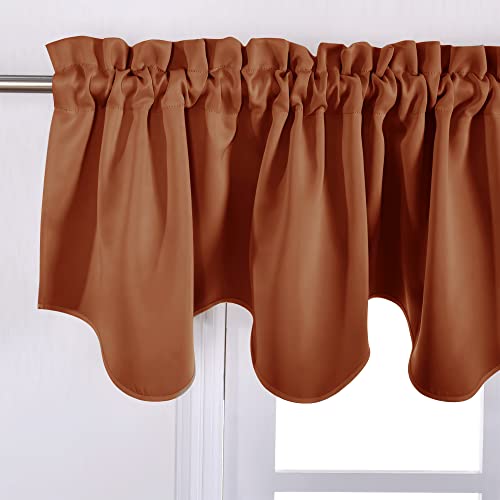NICETOWN 4 Panels Burnt Orange Blackout Valances for Windows, Thermal Insulated Rod Pocket Small Valances for Kitchen Living Room Bedroom Home Decor,