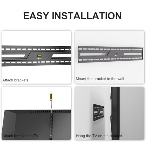 Image of WALI Heavy Duty TV Wall Mount for 43-120 Inch Flat Curved TVs up to 165 lbs,Low Profile 1.2 Inch from Wall,Mounting Holes up to 900x600mm,Compatible with Stud Spacing, Easy Install Bracket,Black