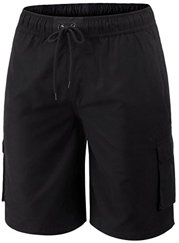 Tsla Men's 11 Inches Swim Trunks, Quick Dry Beach Board Shorts, Bathing Suits With Inner Mesh Lining And Pockets, Two Side Pocket Black, Xx-Small #TOP5