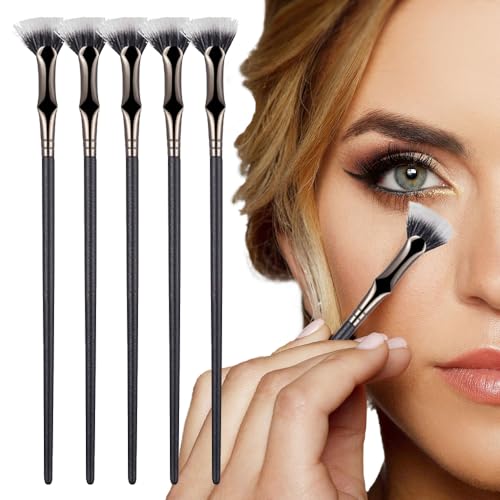Folding Angle Scalloped Lash Brush, 2024 New Mascara Angled Fan Shaped Eyelash Brush, Premium Eyelash Eyebrow Eye Shadow Brush Makeup Brush Eye Lashes Makeup Tools (6 Pcs)