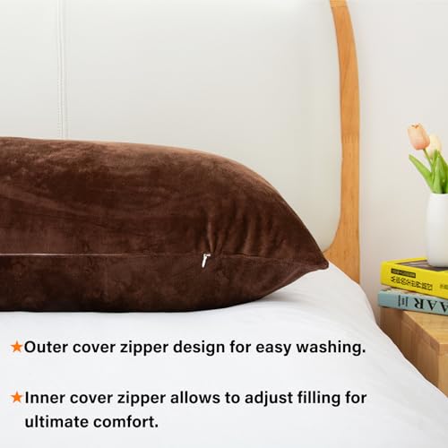 Body Pillow, Memory Foam Body Pillows for Adults Sleeping, Long Pillow for Bed, Big Large Firm Full Body Pillow for Side Sleeper, 20x54 Inch, Coffee