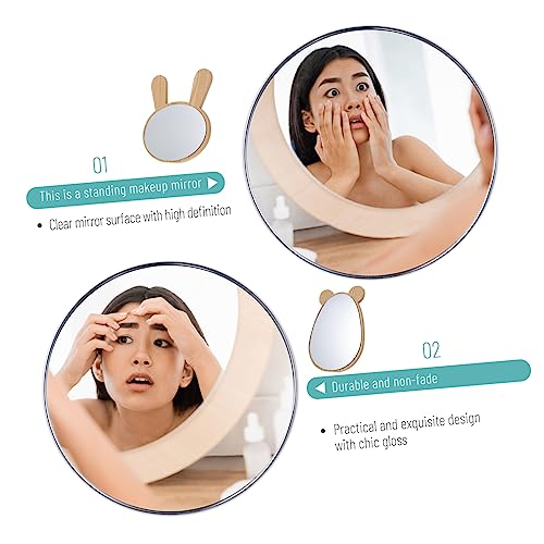 Happyyami 2pcs Espejo de Maquillaje Decorativo de Madera miniatura 4