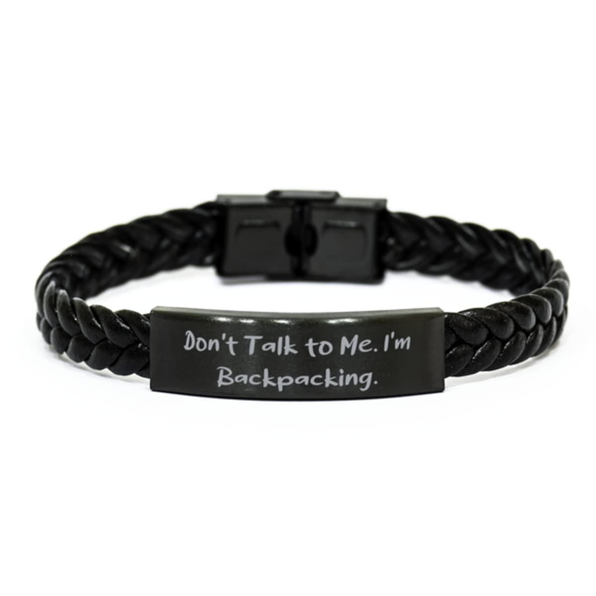 Unique Backpacking Gifts, Don't Talk to Me. I'm Backpacking, Backpacking Braided Leather Bracelet From Friends, Funny backpacking bracelet, Backpacking leather bracelet