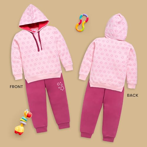Image of LuvLap Baby Girls Full Sleeve Hooded Sweatshirt & Pyjama Set Pack of 1
