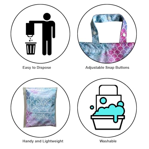 Image of Cute Hanging Car Trash Garbage Bag 100% Leakproof Waterproof Multipurpose for Car Back Front Seat Console with Hanging Strap (Mermaid)