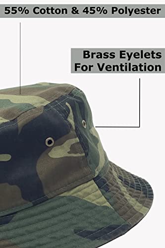Utmost Bucket Hat 100% Cotton & Denim Lightweight Packable Outdoor Summer Beach Fishing Sun Hat(L/Xl, 1Pc Camo Woodland) #TOP2