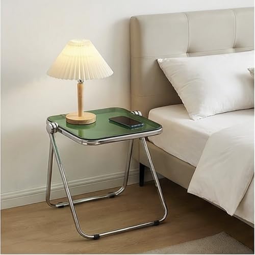 Image of The Artment Green GlacierTray Foldable Transparent Acrylic End Table, Multi-Purpose Side Table, Serving Tray & Magazine Rack, Space-Saving for Modern Living Spaces | Use for Home & Office