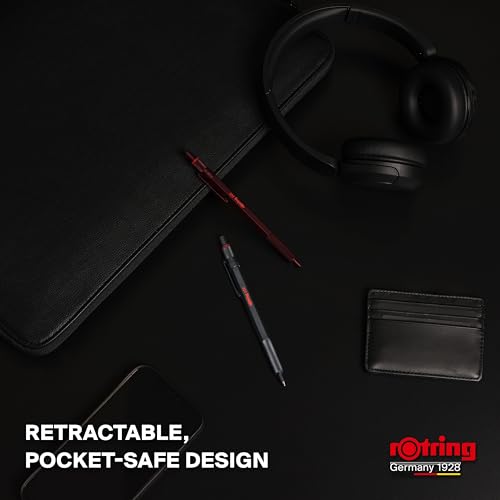 Image of Rotring Ball Point Pen 1.0mm Medium Point Black Ink Choctruffle All Metal Body Hexagonal Barrel Non-Slip Knurled Grip Refillable 600 Series