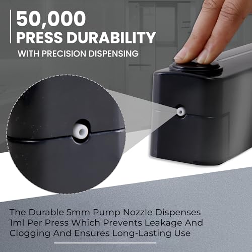 Image of Robustt Stylish Wall Mounted Liquid Soap Dispenser 360ML (Black, Pack of 1) - with Adhesive Hooks | Easy Installation for Bathroom & Kitchen - Durable ABS Material, Sleek Design