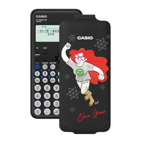 Casio FX 82SP CW   Calculadora Científica, con Clara Grima ilustrada por Raquel Gu, Recomendada para el Curriculum Español y Portugués, 5 Idiomas, más de 300 Funciones, Color Gris Oscuro