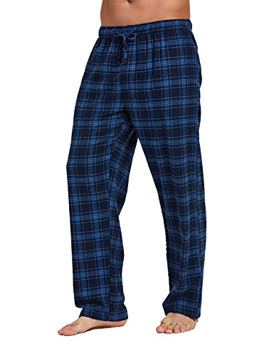 YINC Men's 100% Cotton Super Soft Flannel Pajama Pants,Aqua Grey Tartan, XX-Large3