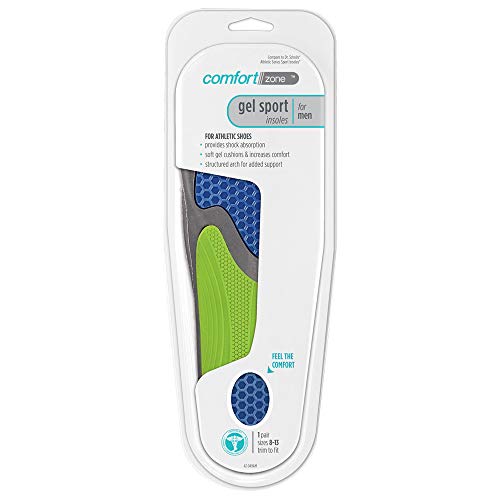 Image of Comfort Zone Gel Sport Insoles Men's, 8-13 (Pack of 3)