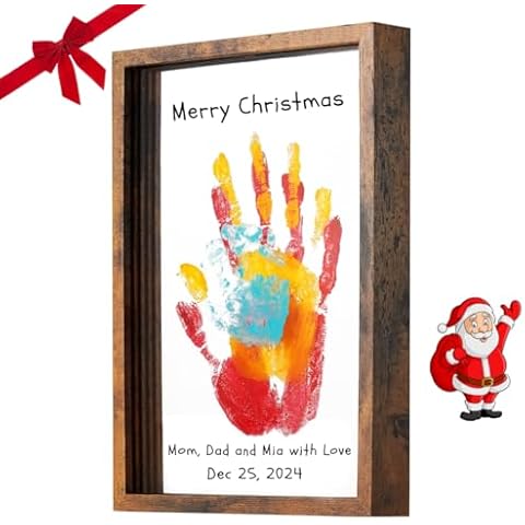 Family Handprint Kit, DIY Baby Handprint Kit Wooden Frame Christmas Decoration Family Gifts for Parents Cover