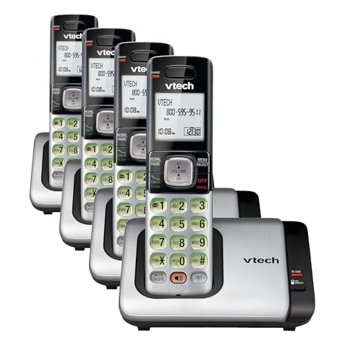 Image of VTech CS6719 DECT 6.0 Cordless Phone with Caller ID /Call Waiting, Silver /Black, 1 Handset (Pack of 4)