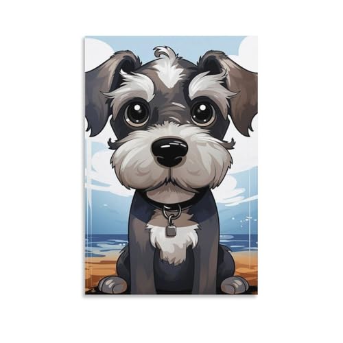 Toile murale schnauzer pour habiller un mur vide - Décoration suspendue 60x90 cm