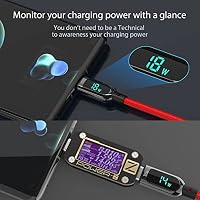 SooPii 100W 3M USB C auf USB C Kabel mit LED Display,Nylon Braided,Rot – Ansicht 3