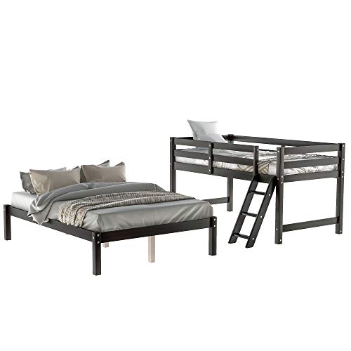 Merax Twin Over Full Bunk Bed, Solid Wood Bunk Loft Bed Frame With Guardrail, Convertible Into Two Individual Beds (Espresso) #TOP4